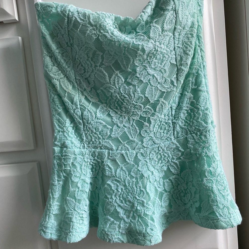 Cropped mint green tube top *with removable padding*